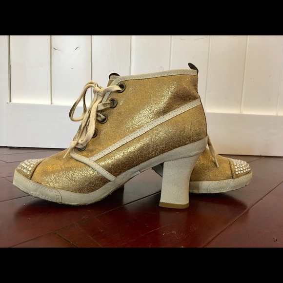 Rebels Crackled Metallic Trendy Heel Shoes Size 10 - Picture 2 of 8